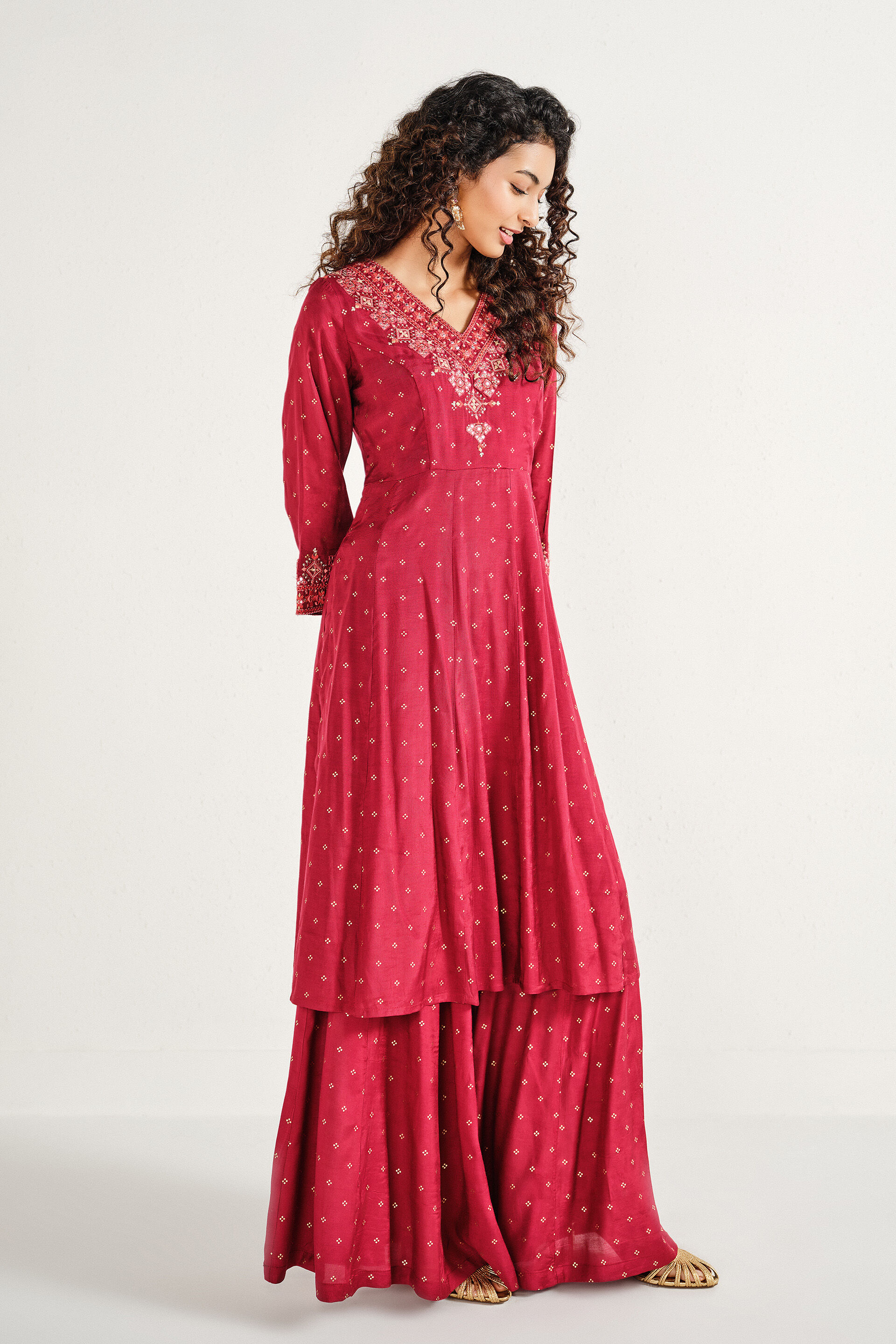 Anahita Red Kurta Set, Red, image 3